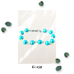 Turquoise and Cream Glass Pearl Knotted Bracelet